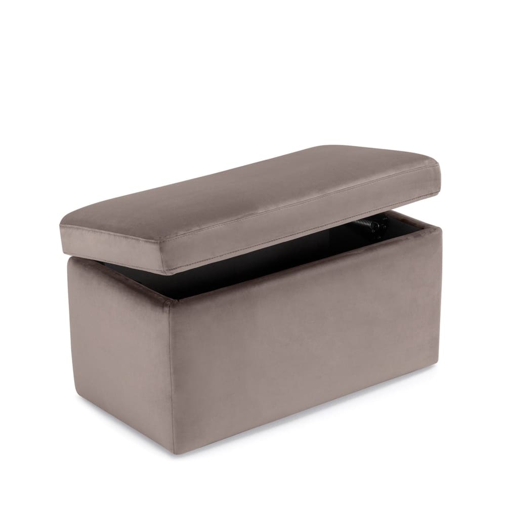 Banc+rangement+fabrique+en+Italie+en+velours+gris+tourterelle+80x40+cm