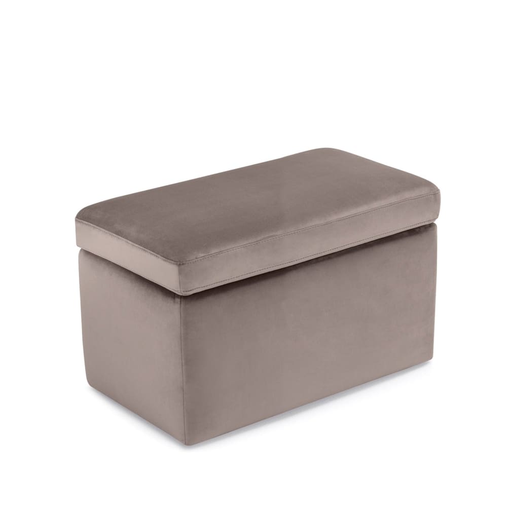 Banc rangement fabriqué en Italie en velours gris tourterelle 80x40 cm - Maisons du Monde