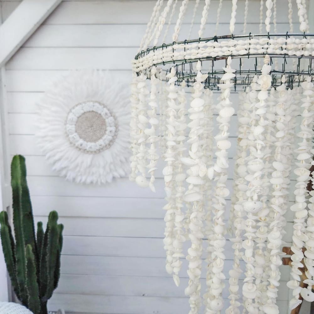 Lustre - Suspension en coquillages blancs D 40 cm