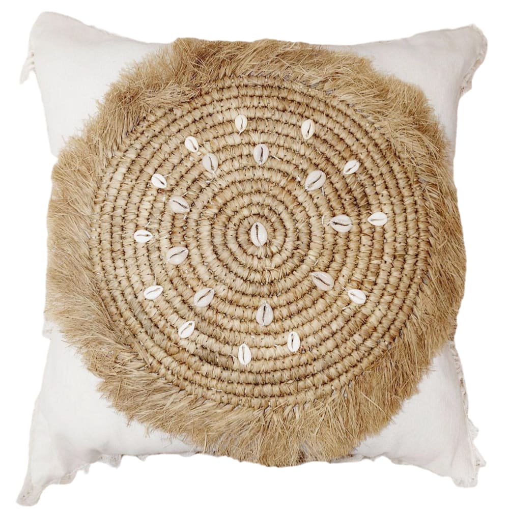 My Bliss Home Kissenbezug Baumwolle, Bast, Muscheln 50x50 cm style exotic Weiß Baumwolle
