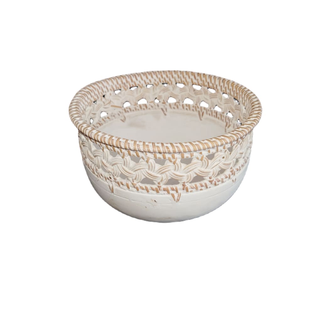 Bol en Bois avec Détails en Rotin D20 cm