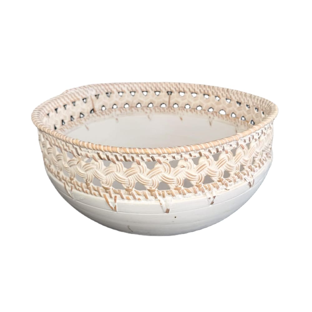 Bol en Bois avec Détails en Rotin D26 cm