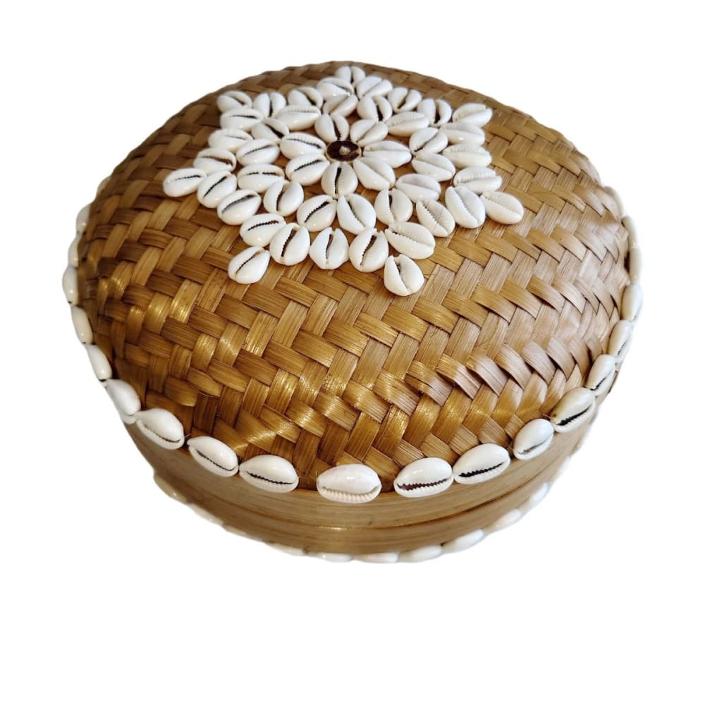 My Bliss Home Boîte en Bambou et Coquillages, marron D25 cm style inspirations d'ailleurs - Bambou