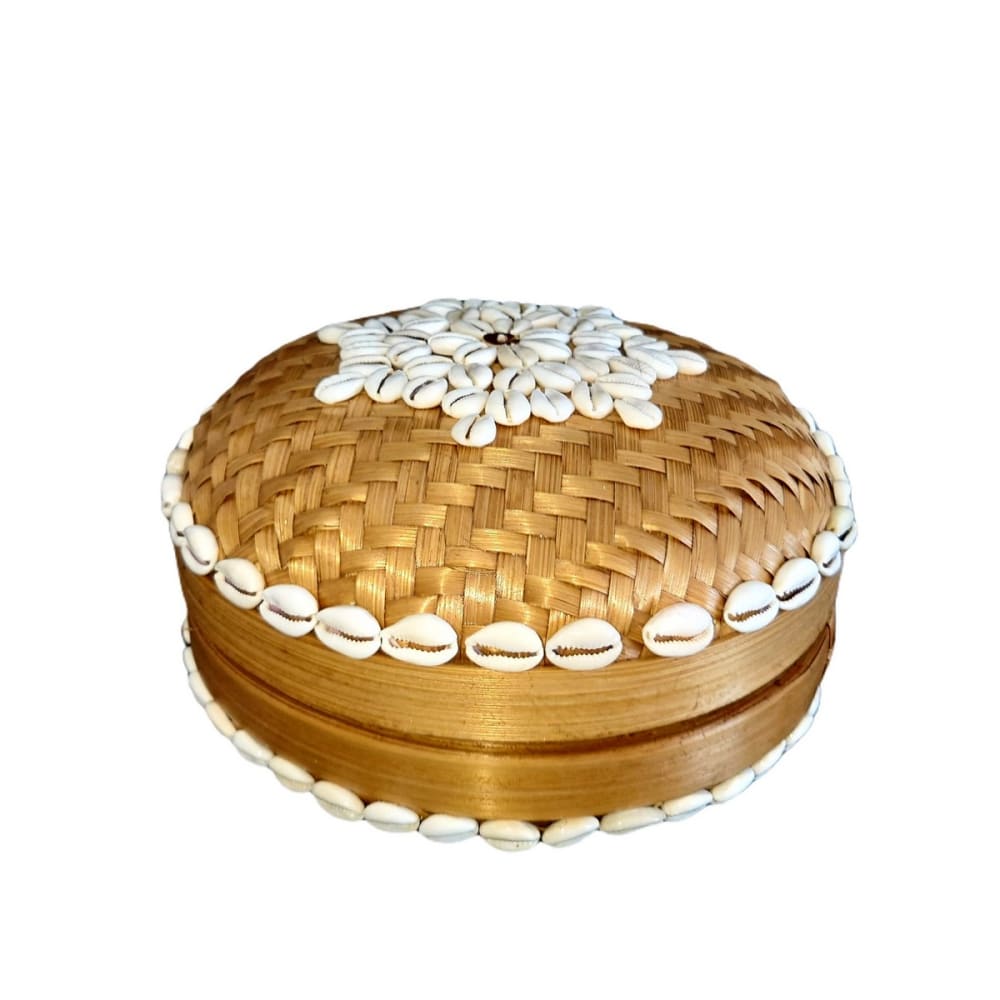 Boîte en Bambou et Coquillages, marron D20 cm Boîte en Bambou et Coquillages, marron D20 cm
