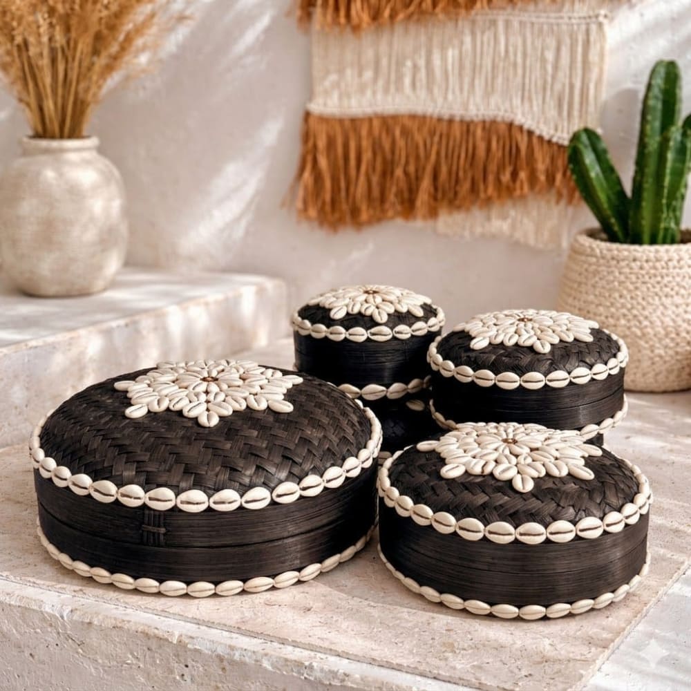Boîte en Bambou et Coquillages, brun - Lot de 4 - Maisons du Monde