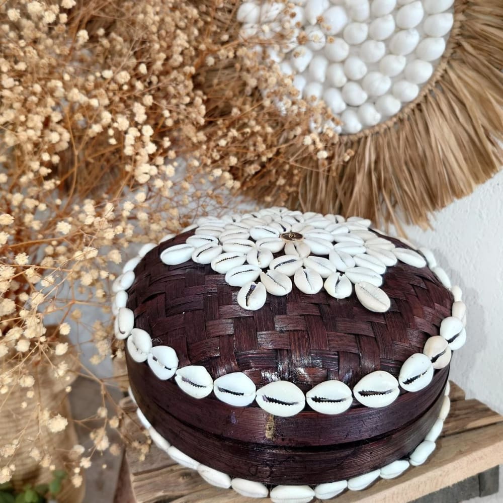 Boîte en Bambou et Coquillages, brun D10 cm - Maisons du Monde