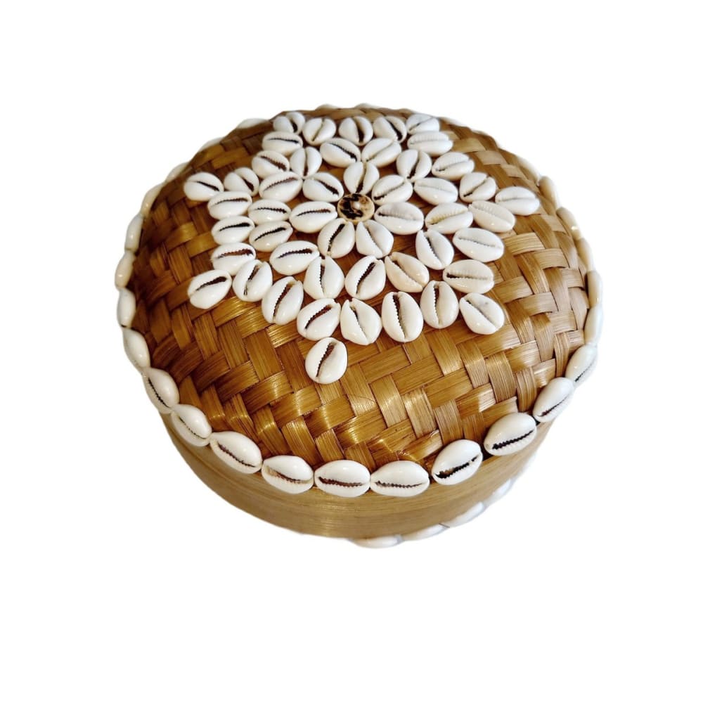 My Bliss Home Boîte en Bambou et Coquillages, marron D15 cm style inspirations d'ailleurs - Bambou