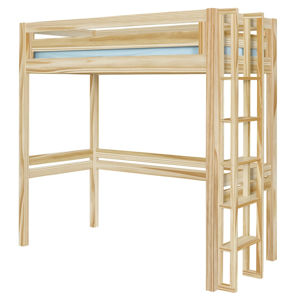Pack lit mezzanine 1 place avec matelas bois massif 90x190 cm (ID Kids) - Image 1
