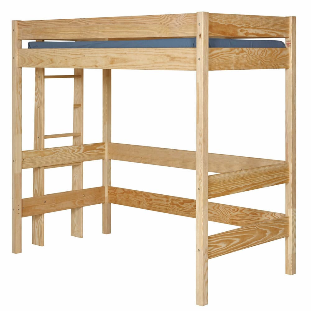 Pack lit mezzanine avec matelas bois massif 90x190 cm