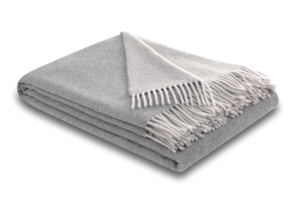 Plaid en laine et cachemire 130 x 170 cm gris/perle - Maisons du Monde