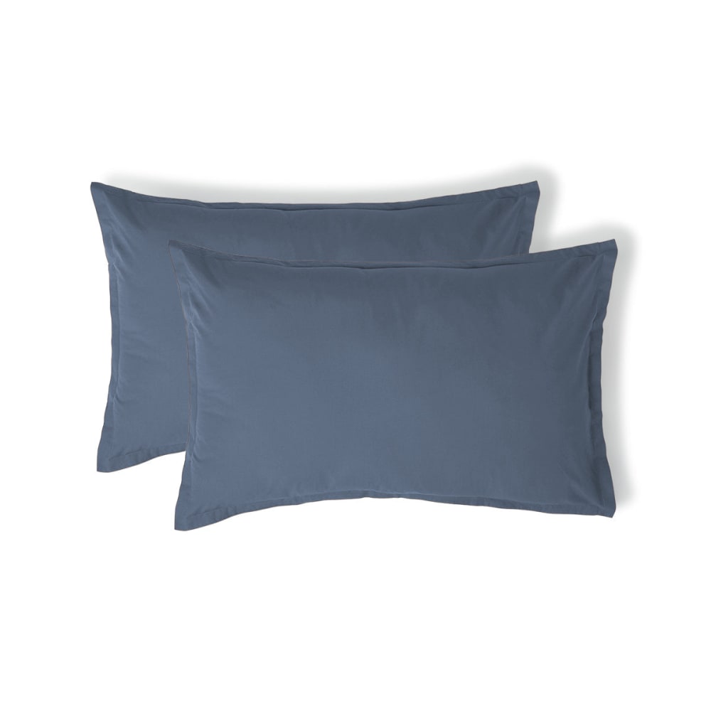 Taie d'oreiller (x2) percale de coton bleu denim 50x70