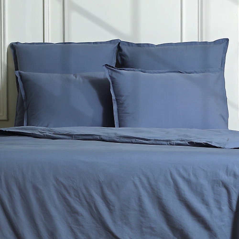 Taie d'oreiller (x2) percale de coton bleu denim 50x70 — vue 4
