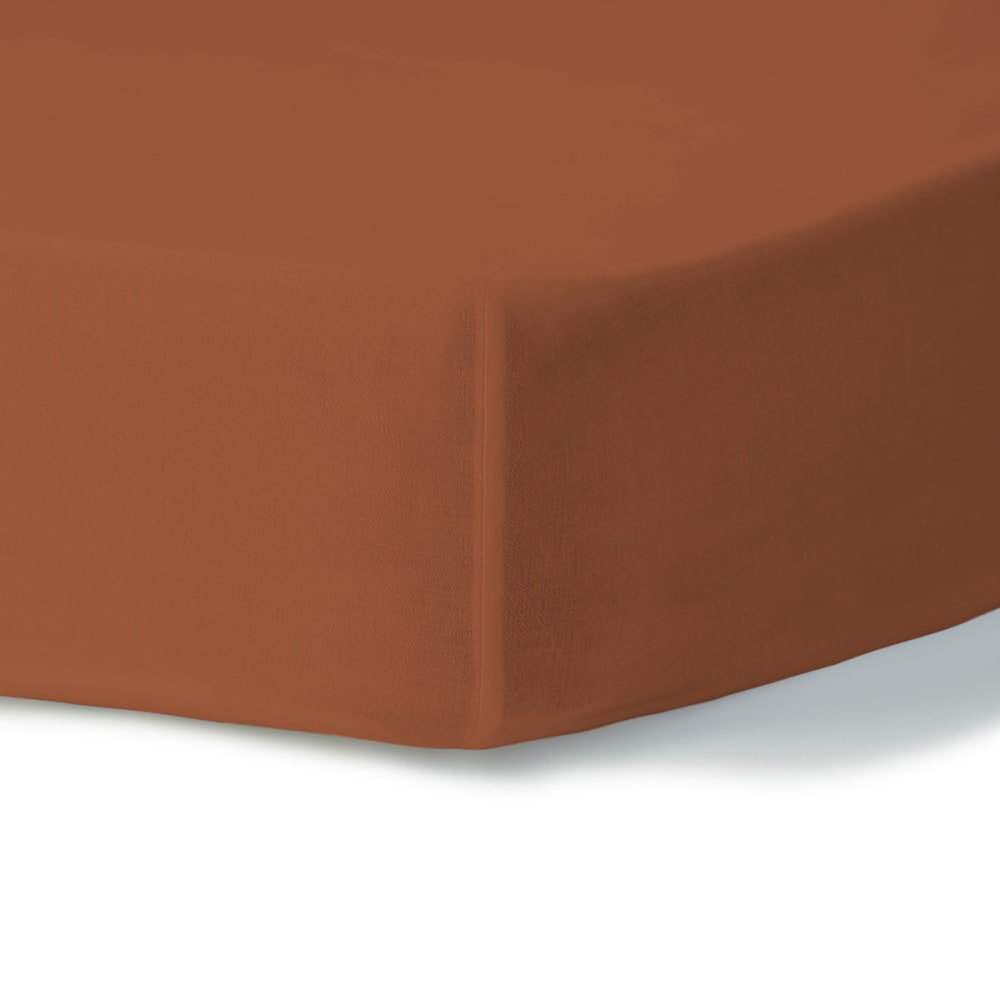 Drap housse percale de coton rouge toscane 140x200x30