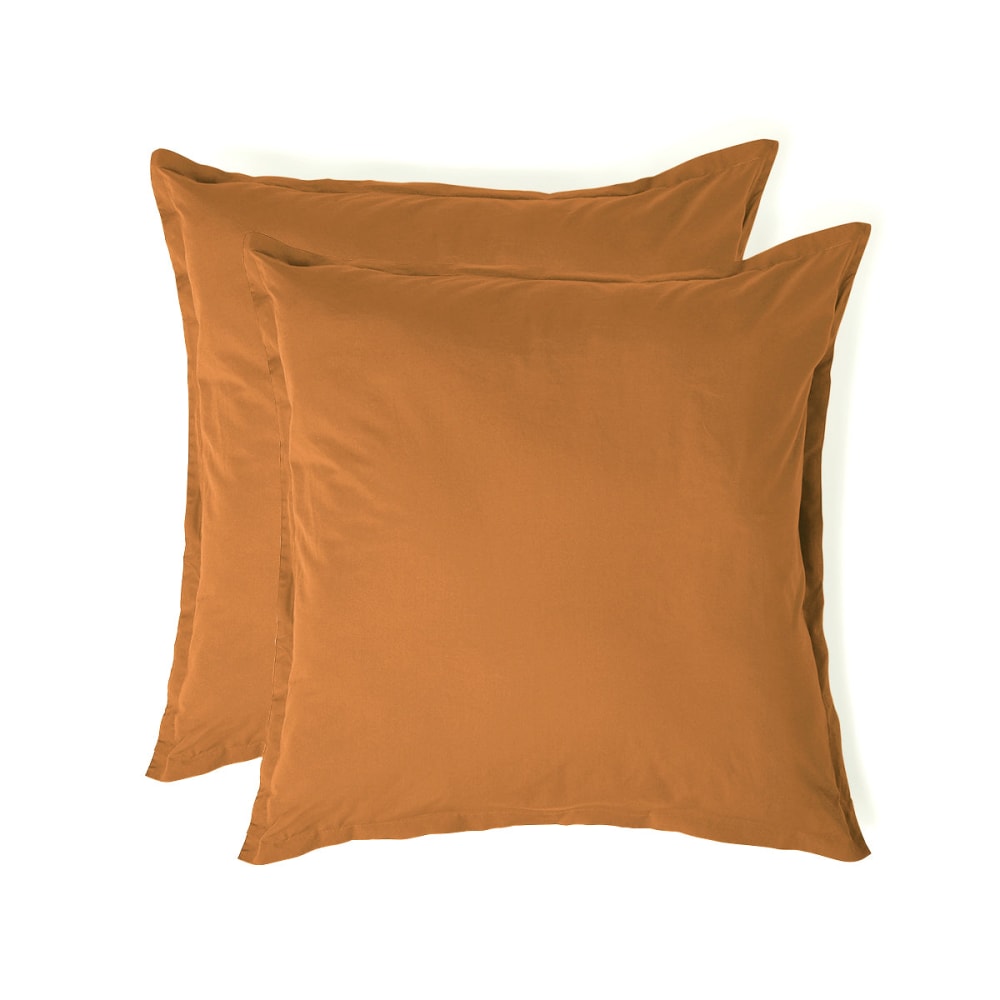 Taie d'oreiller (x2) percale de coton caramel 65x65