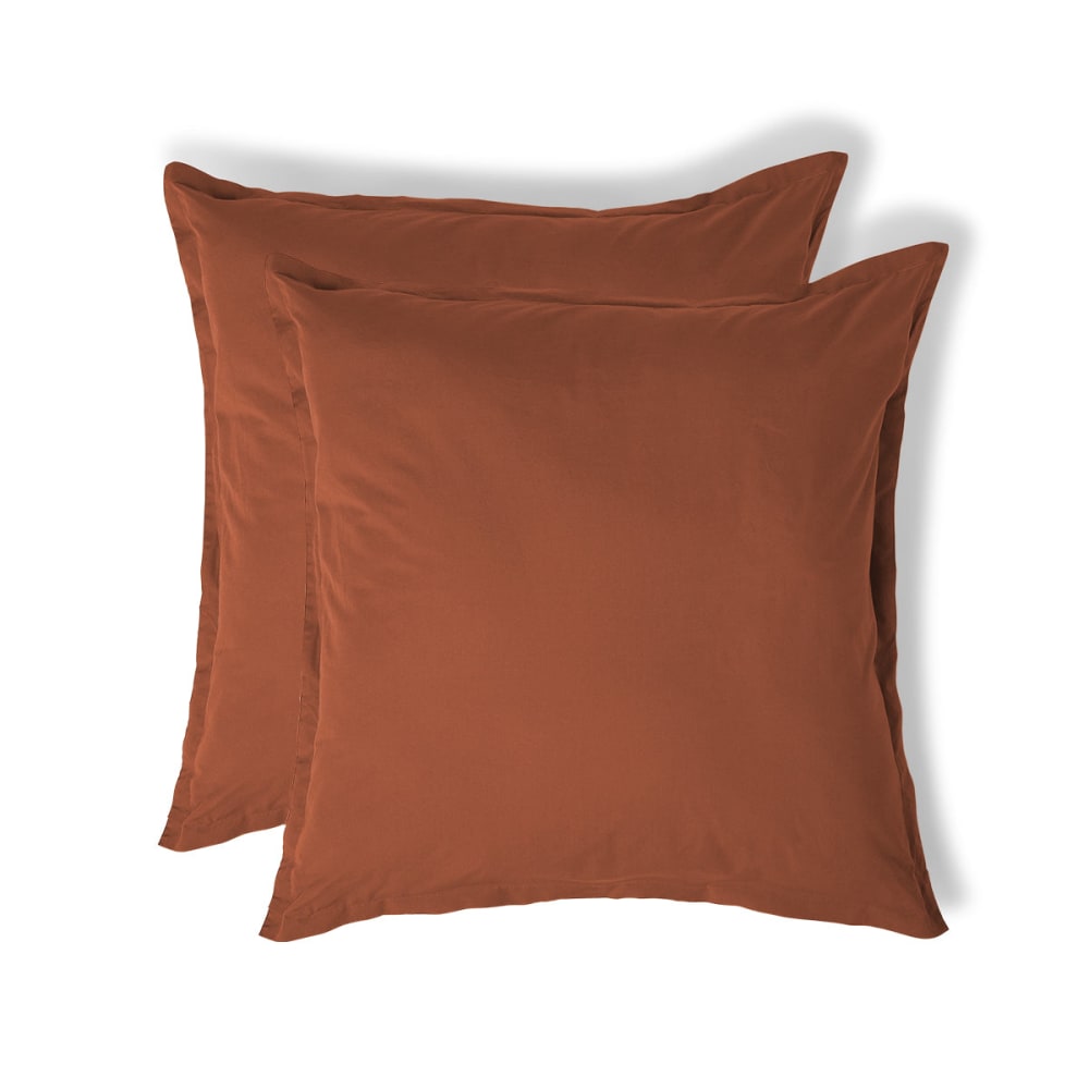 Taie d'oreiller (x2) percale de coton rouge toscane 65x65