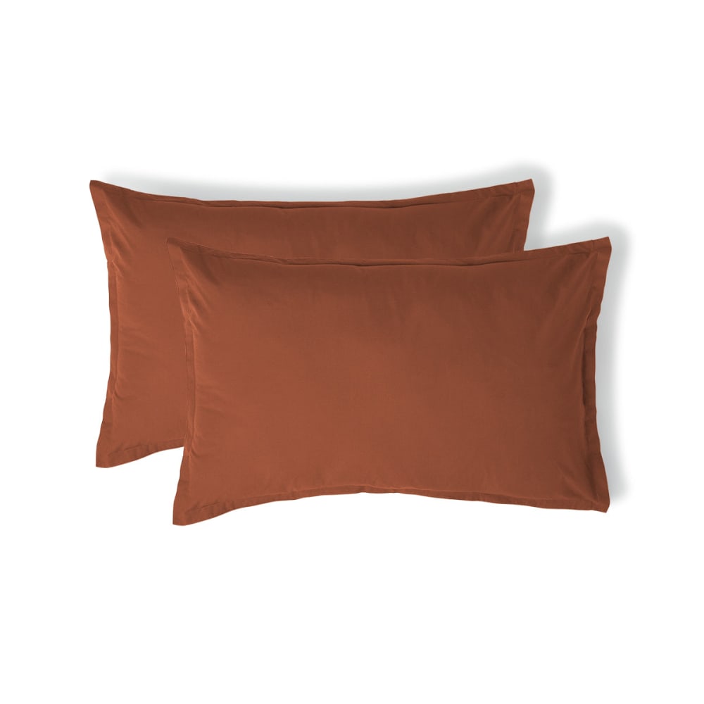 Taie d'oreiller (x2) percale de coton rouge toscane 50x70