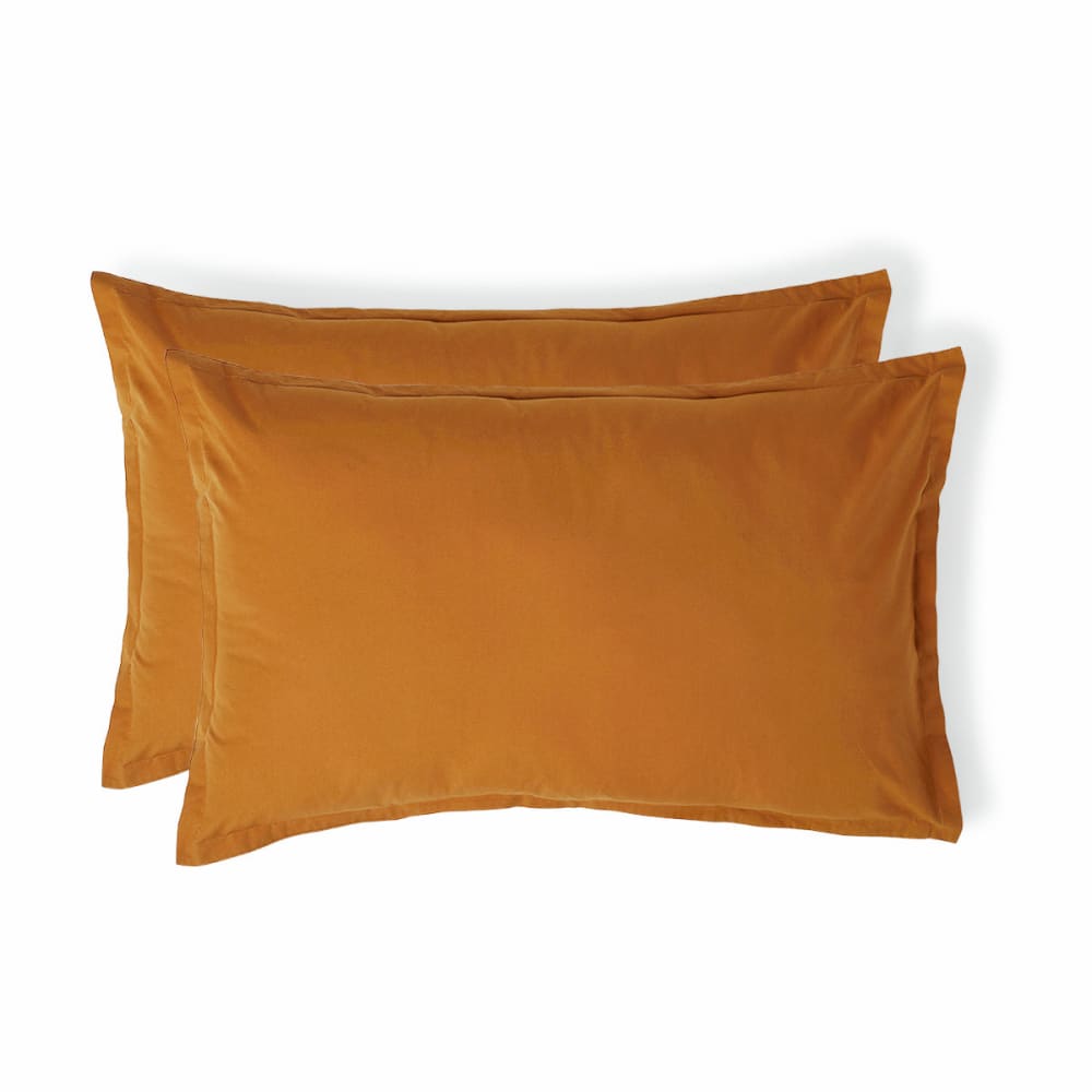 Taie d'oreiller (x2) percale de coton caramel 50x70