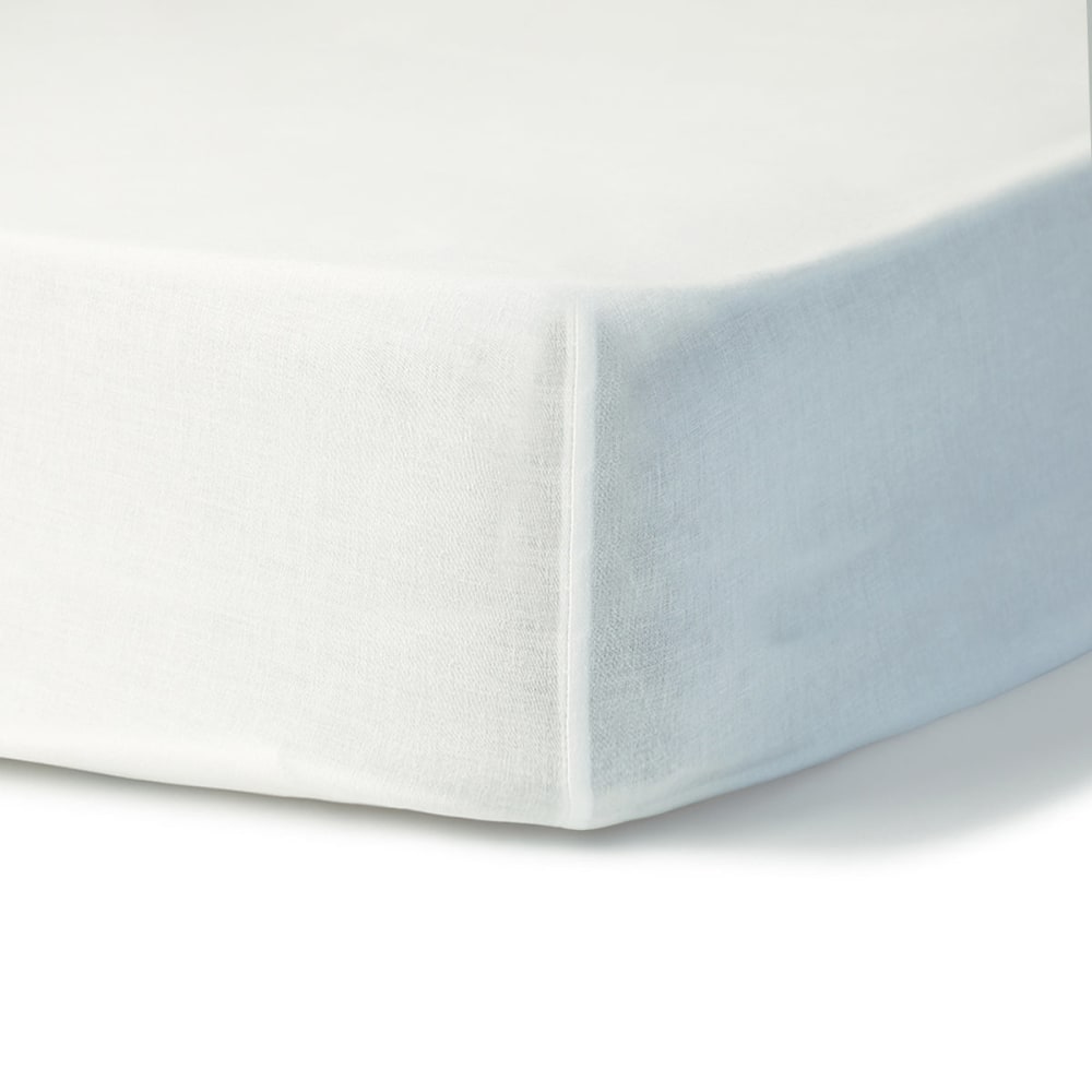 Drap housse percale de coton blanc 140x200x30
