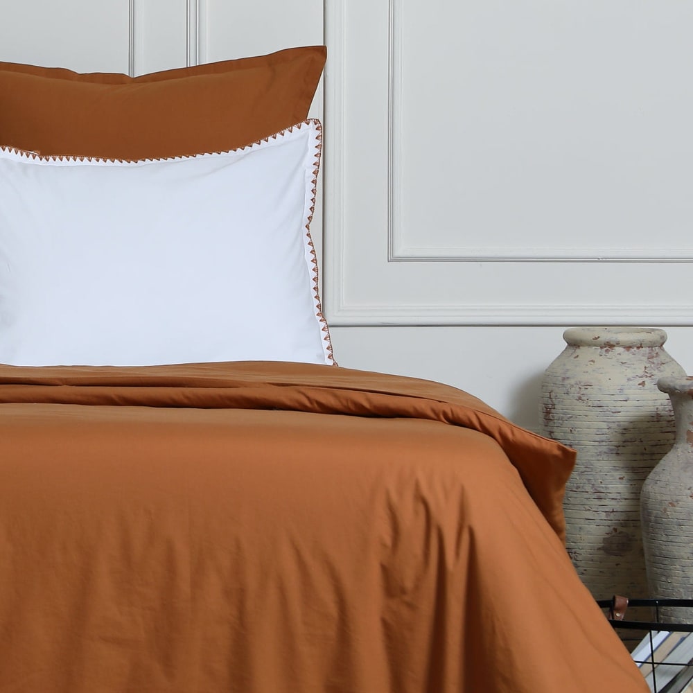 Drap housse percale de coton caramel 160x200x30 — vue 4