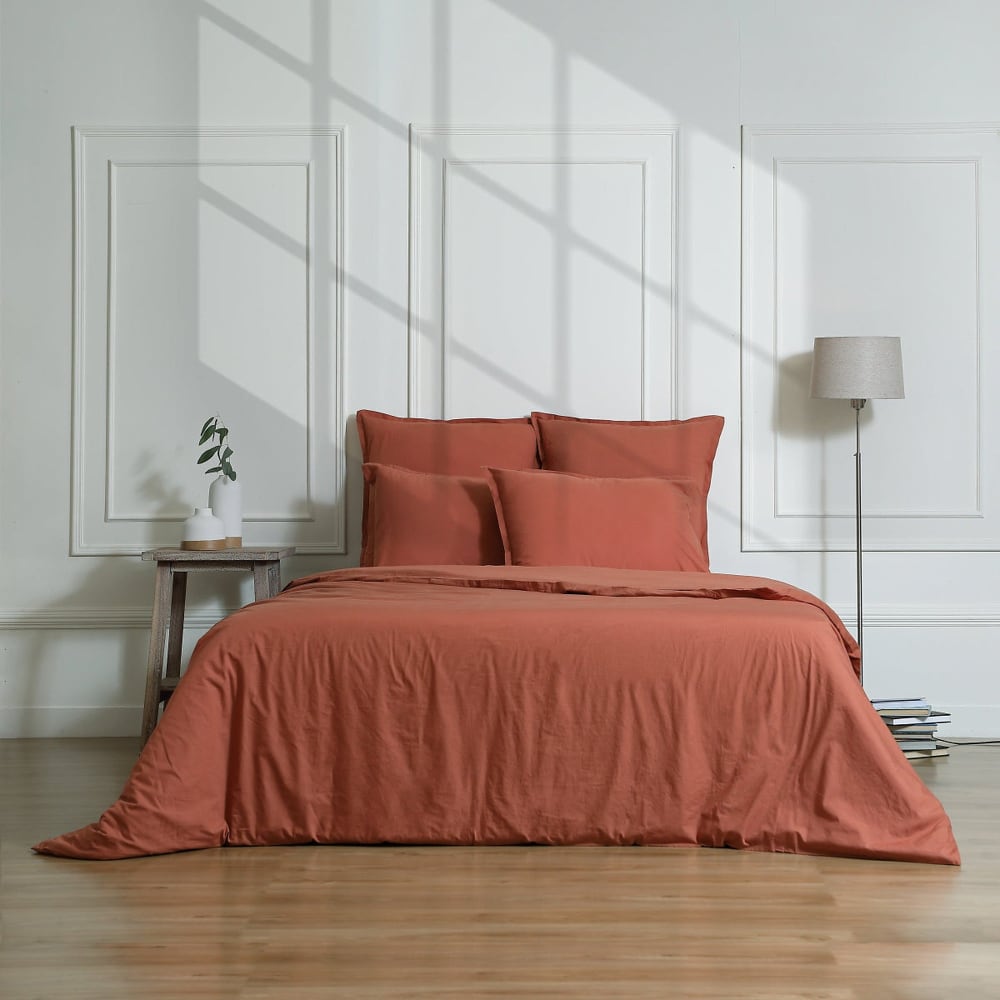 Drap housse percale de coton rouge toscane 180x200x30 — vue 3