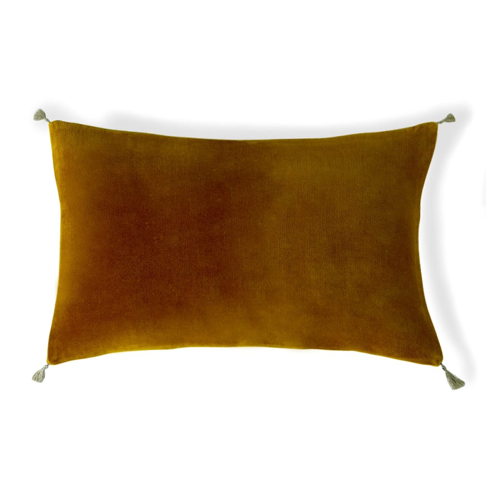 Coussin velours de coton brun tabac 50x30