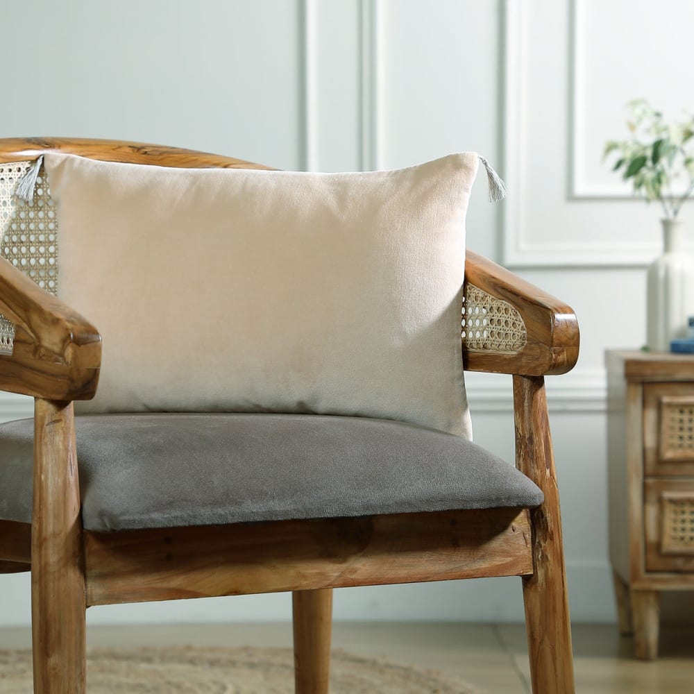Coussin velours de coton 50x30 dune - Maisons du Monde
