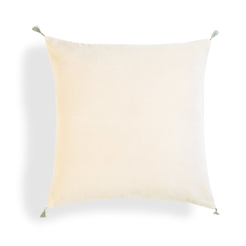 Coussin velours de coton craie 50x50
