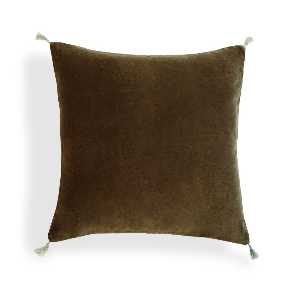 Coussin velours de coton 50x50 brun chêne