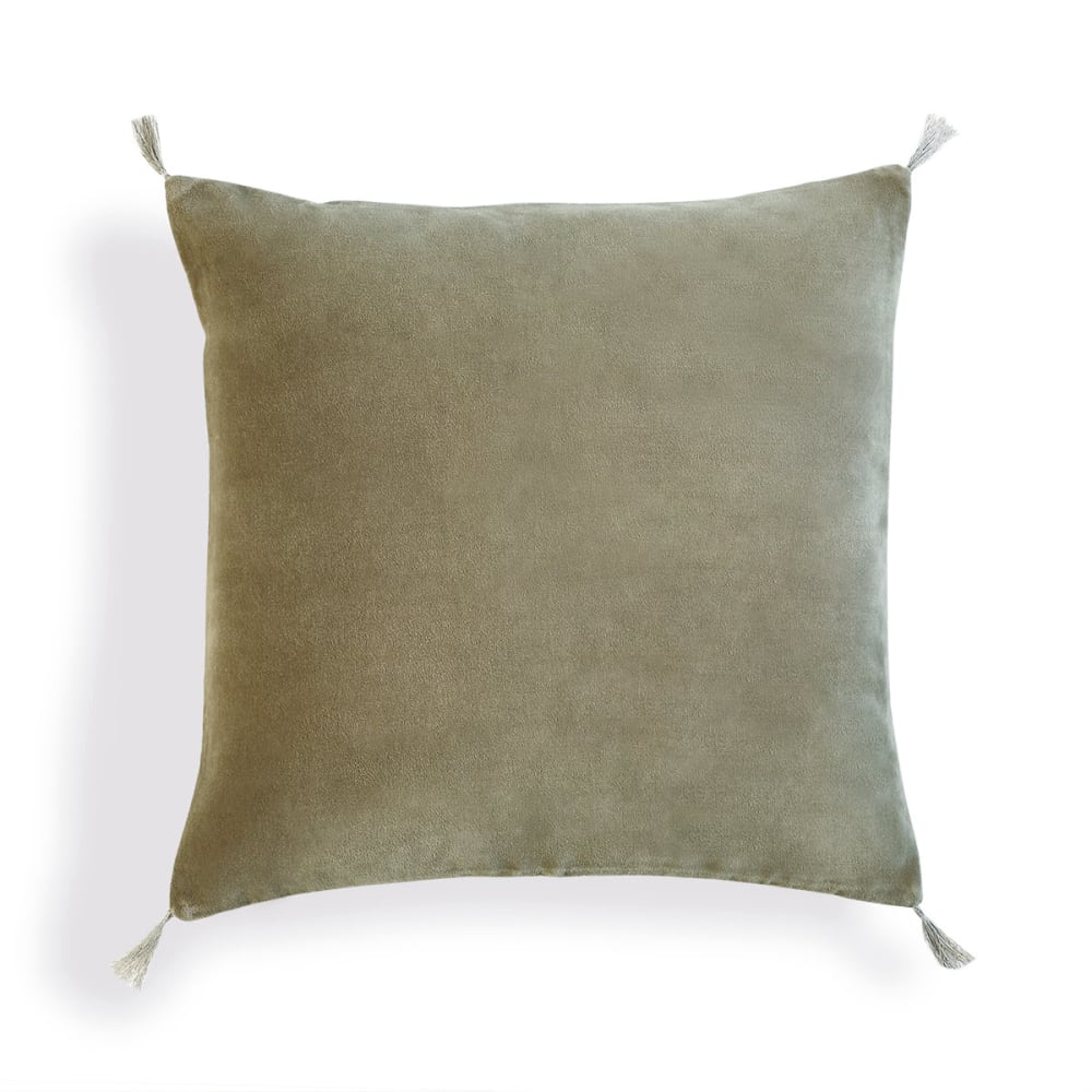 Coussin velours de coton 50x50 vert kaki