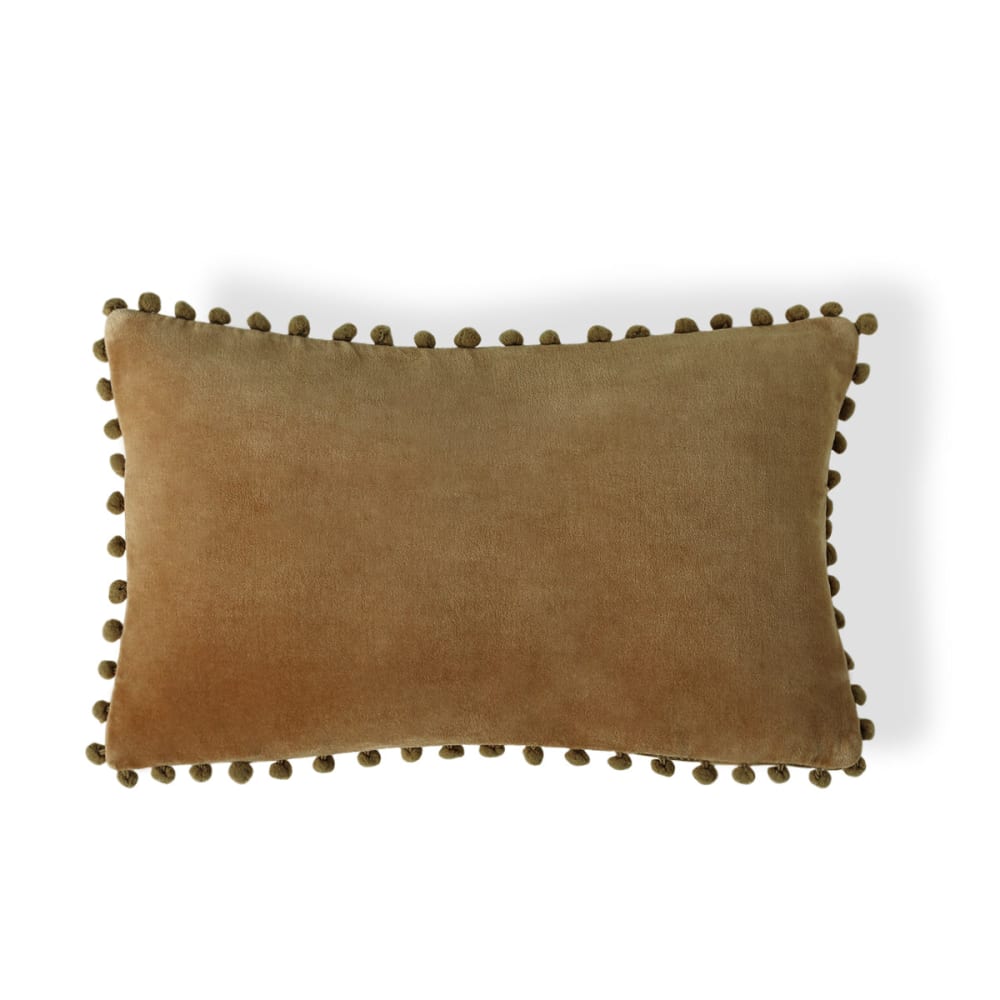 Coussin velours de coton camel 50x30