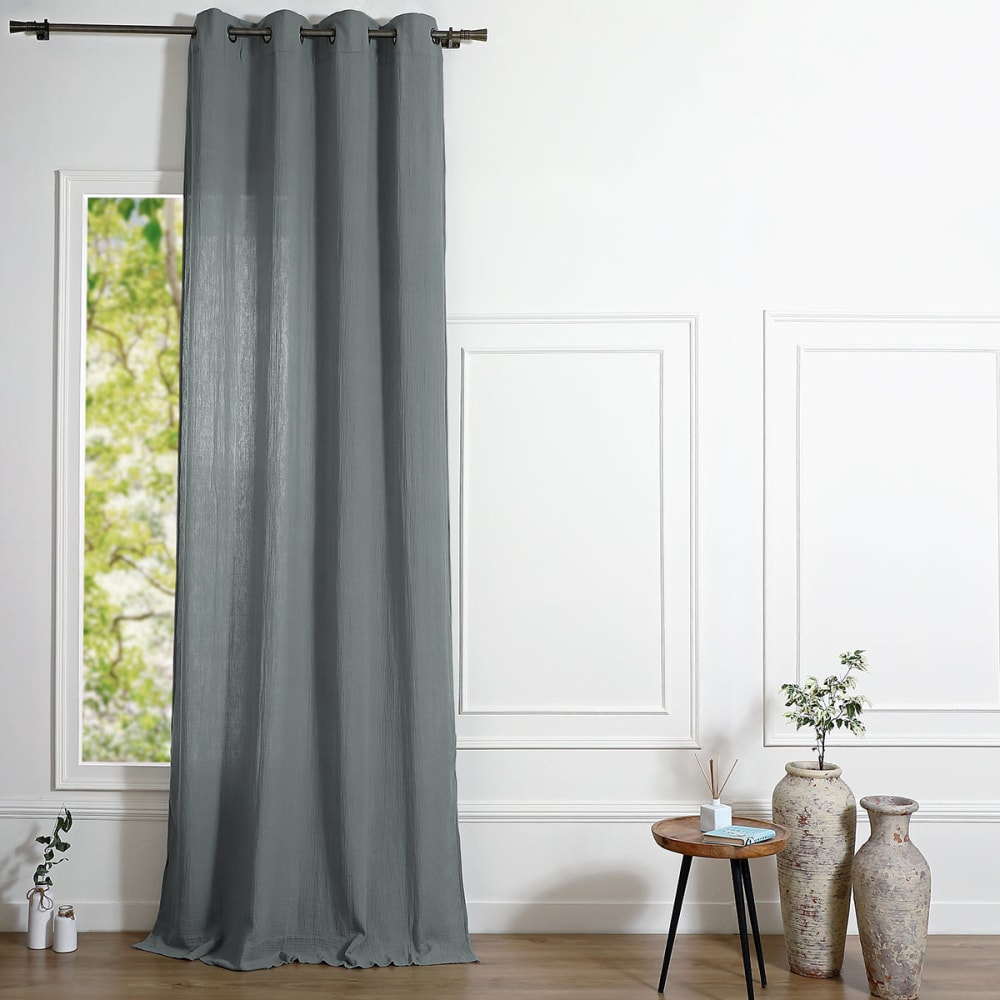 Febronie Ösenvorhang aus Baumwolle 140x290 style classic chic Blau Öko-Tex Zertifikat Baumwolle