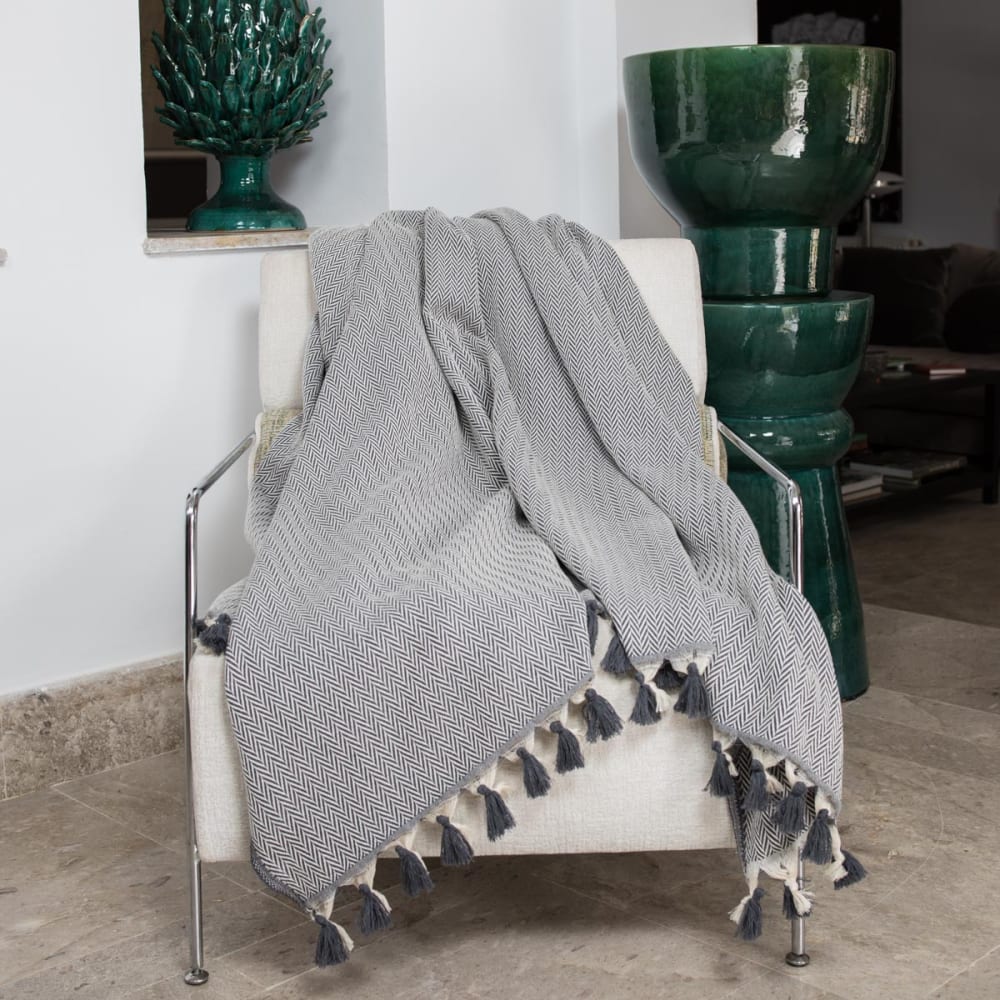 Plaid aus Baumwolle mittelgrau - Maisons Du Monde