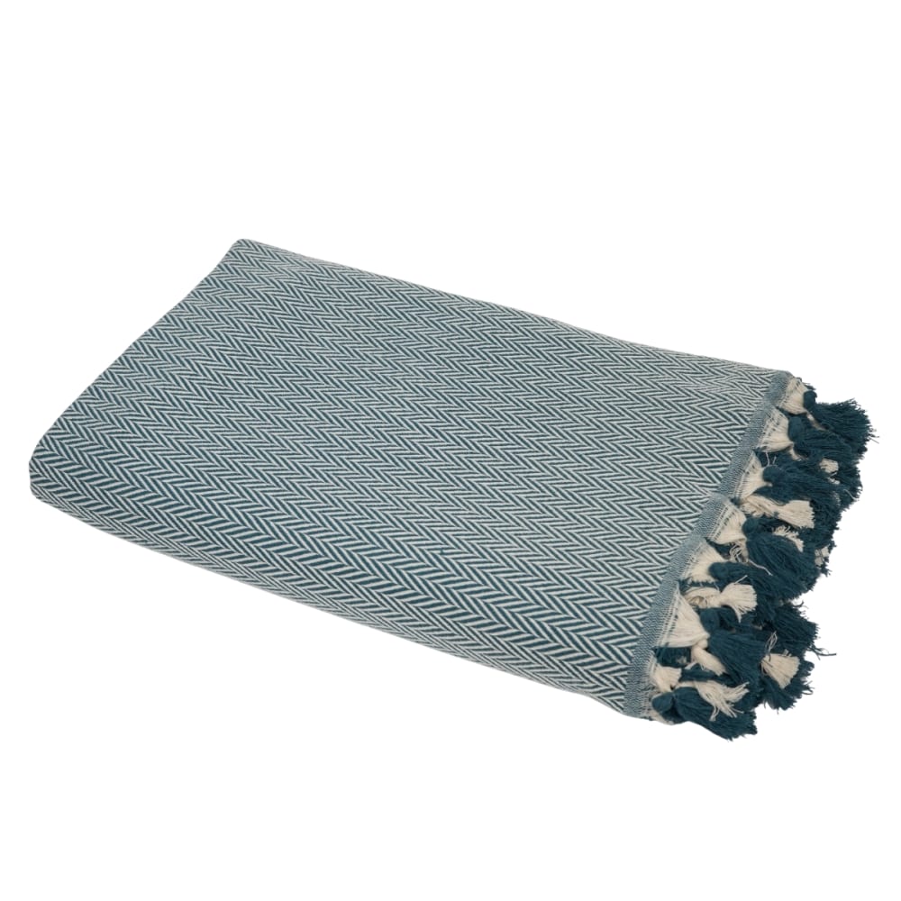 Febronie Plaid aus Baumwolle petrol style classic chic Blau Öko-Tex Zertifikat Baumwolle