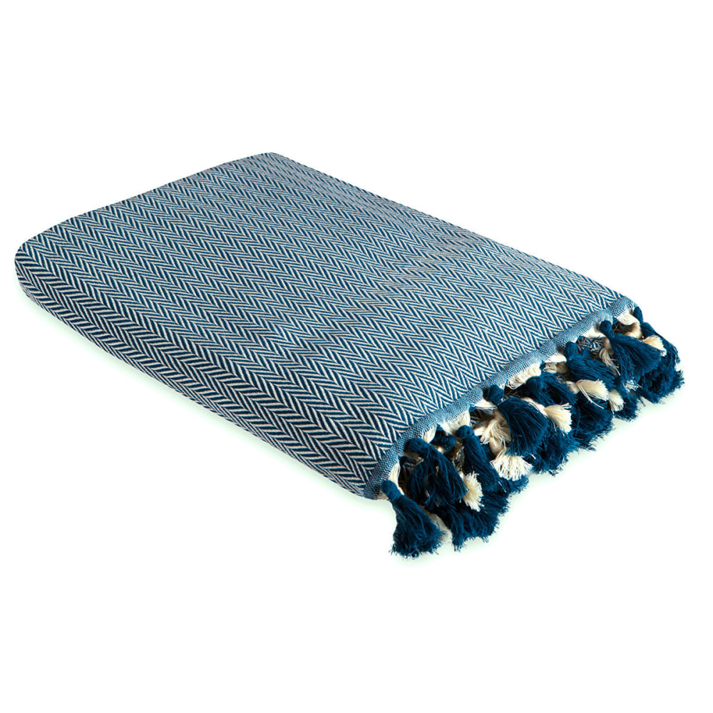 Plaid coton bleu pétrole 130x170