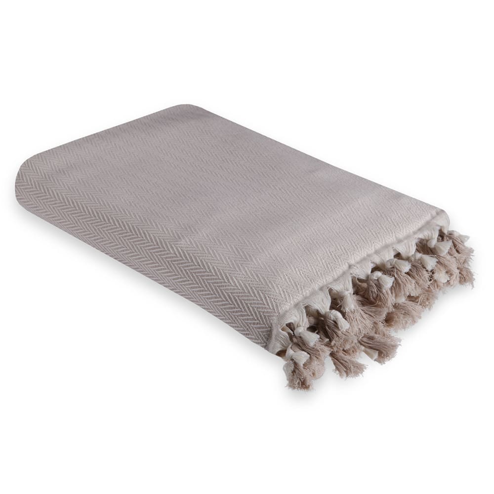 Plaid coton taupe clair 130x170