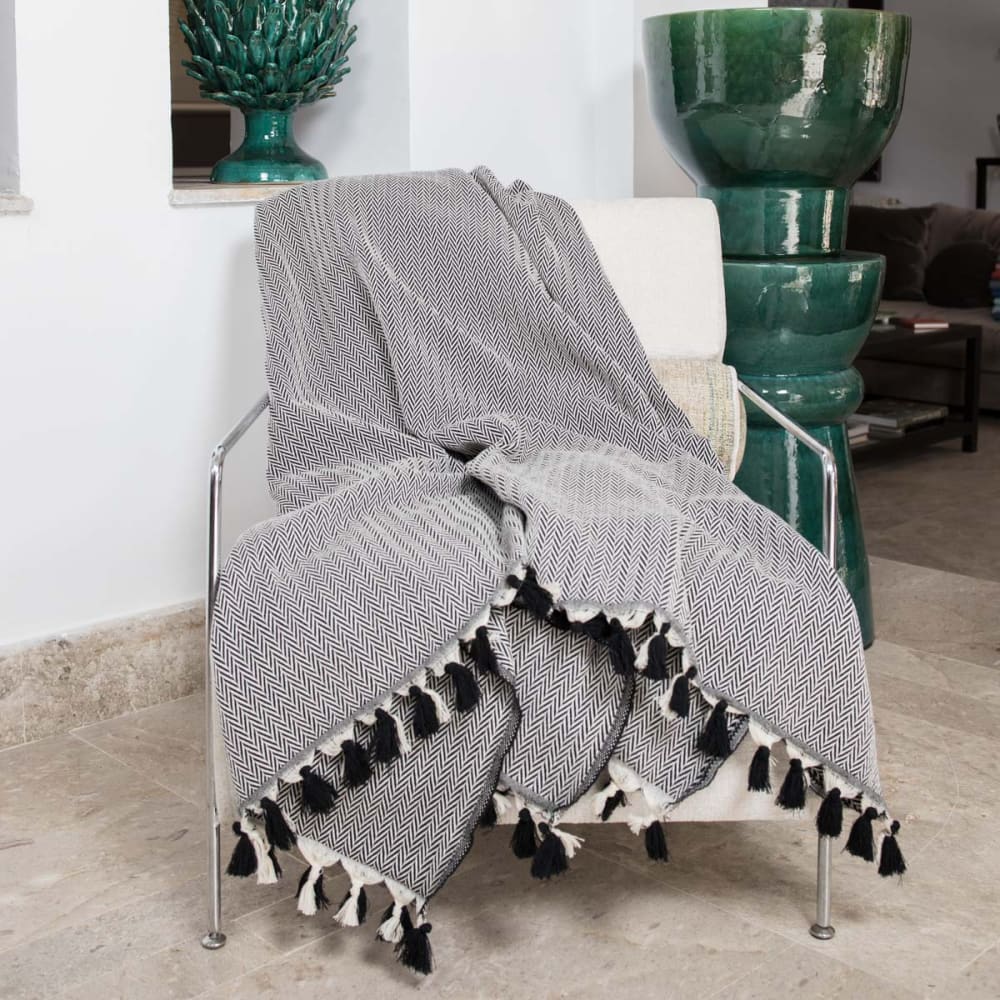 Plaid aus Baumwolle schwarz - Maisons Du Monde
