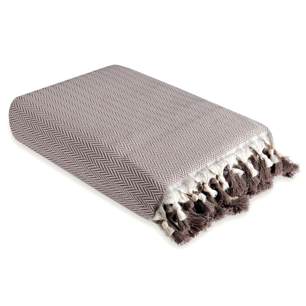 Plaid coton taupe 130x170