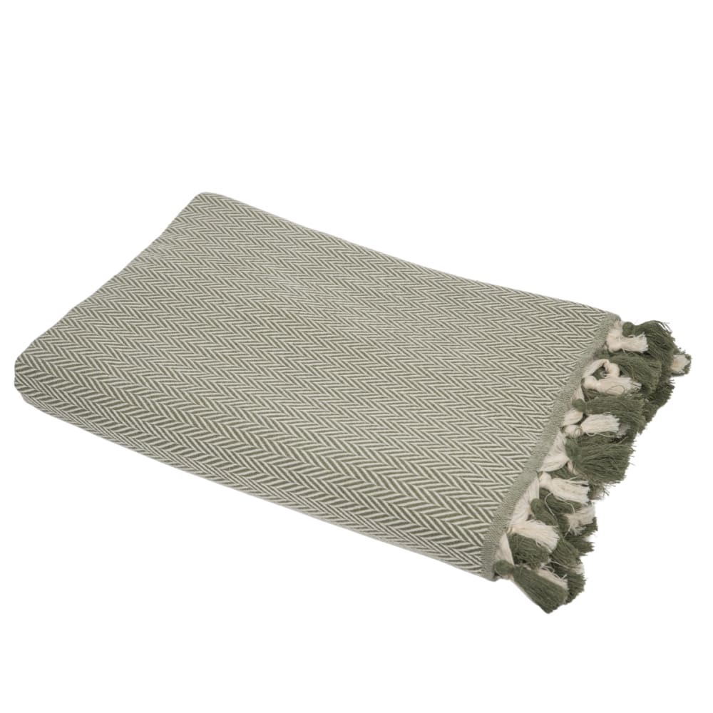 Febronie Plaid aus Baumwolle olivgrün style classic chic Öko-Tex Zertifikat - Baumwolle
