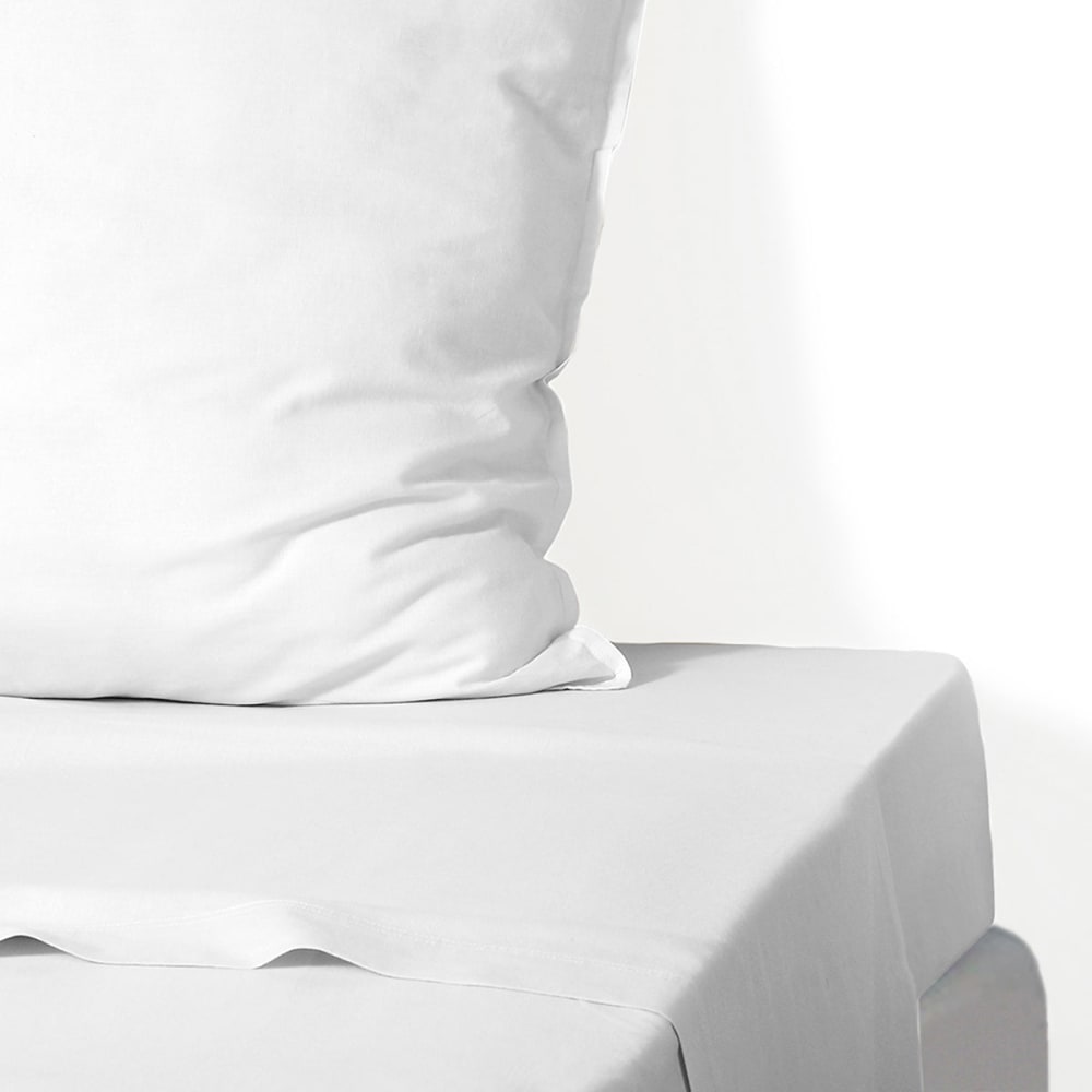 Drap plat percale de coton blanc 240x300