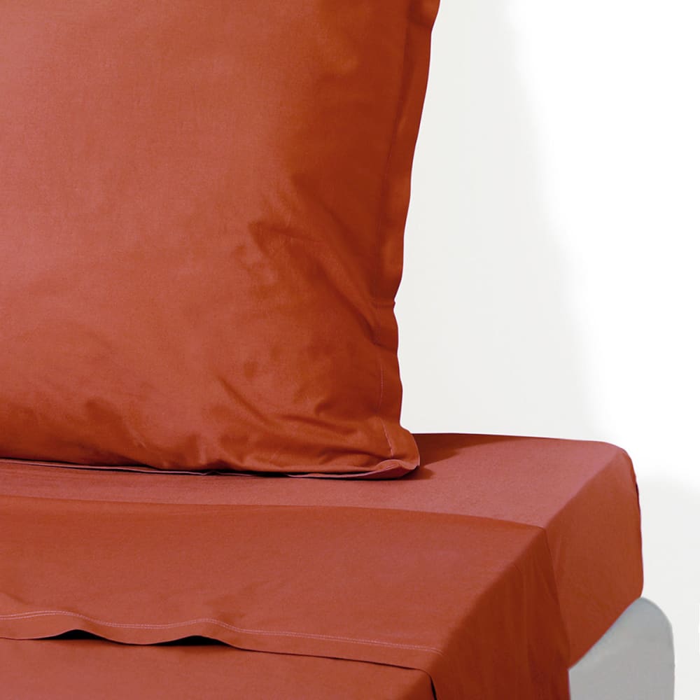Drap plat percale de coton rouge toscane 240x300