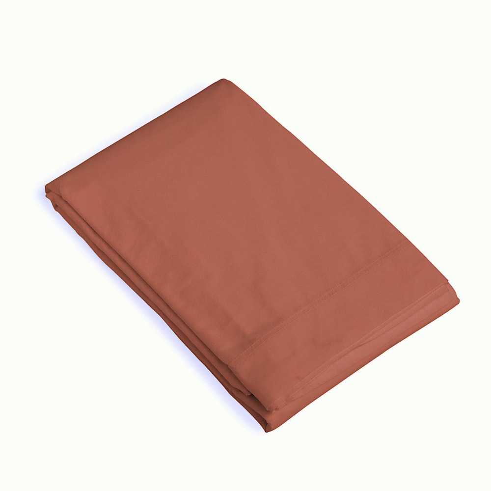 Drap plat percale de coton 240x300 rouge toscane — vue 3