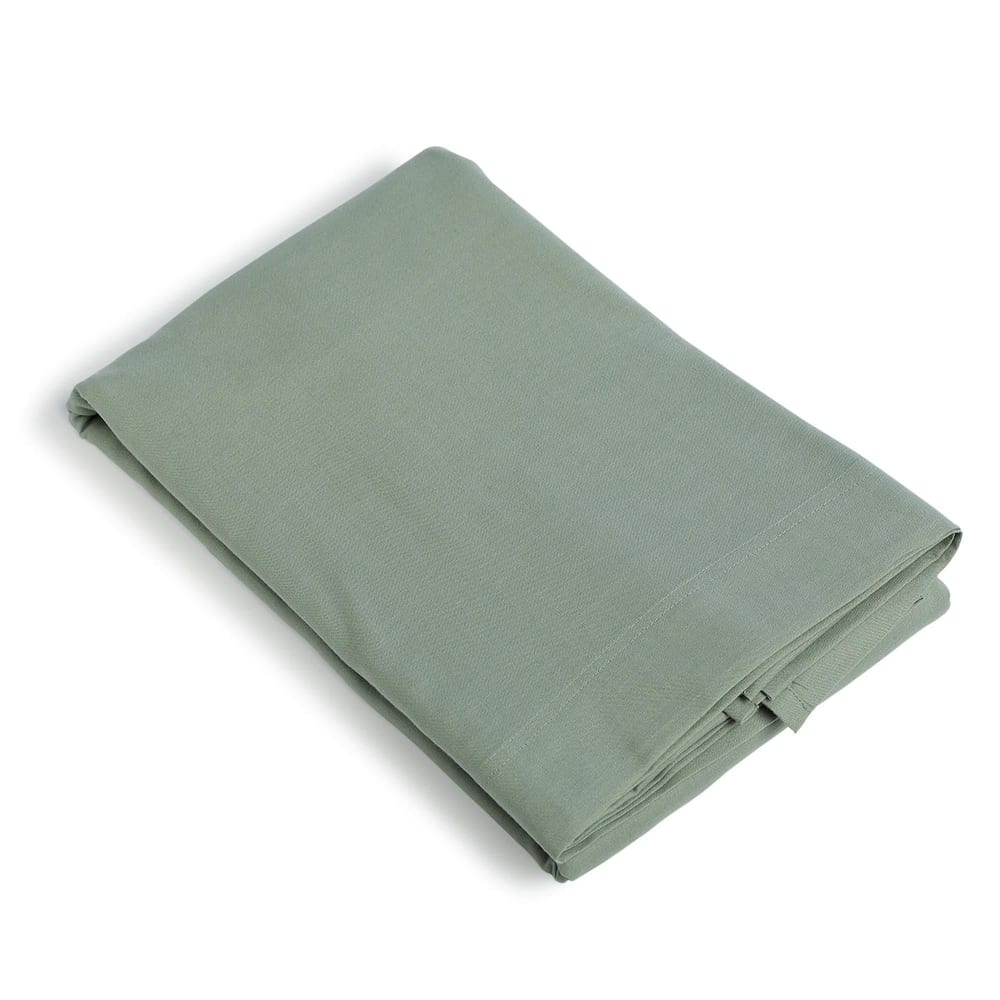 Drap plat coton lavé 240x300 vert céladon — vue 3