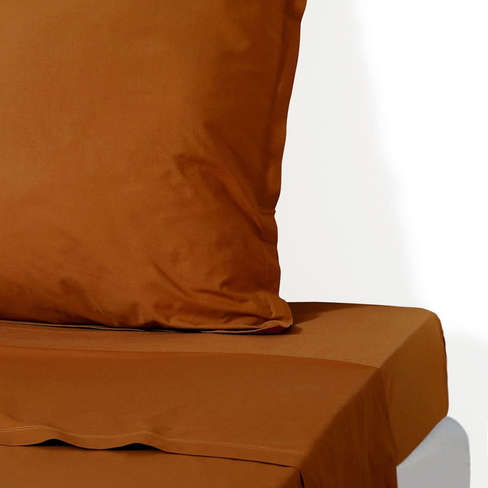 Drap plat percale de coton 240x300 caramel