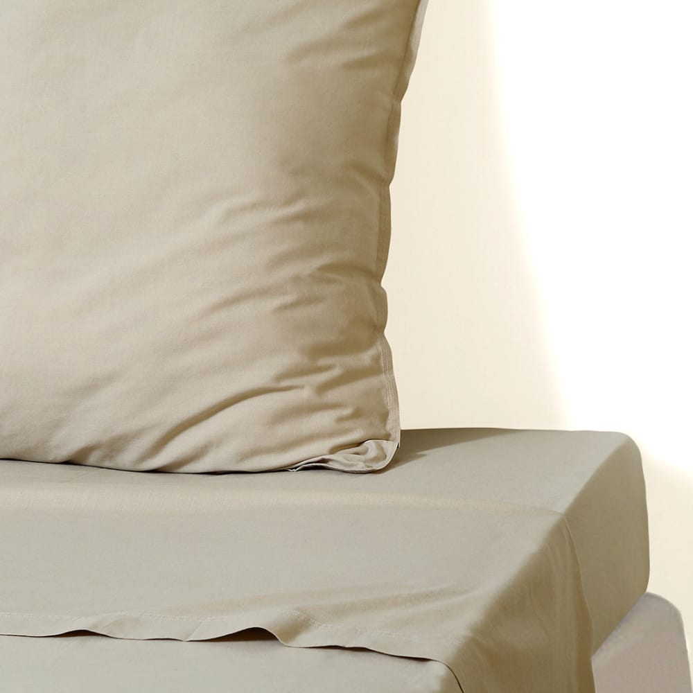 Drap plat coton lavé 240x300 sable