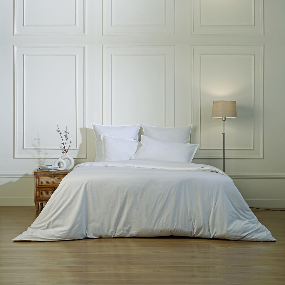 Housse de couette percale de coton blanc 240x220