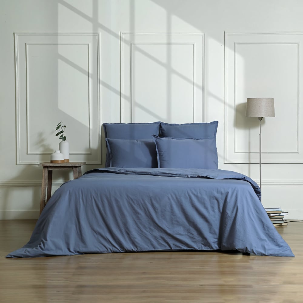 Housse de couette percale de coton denim 260x240