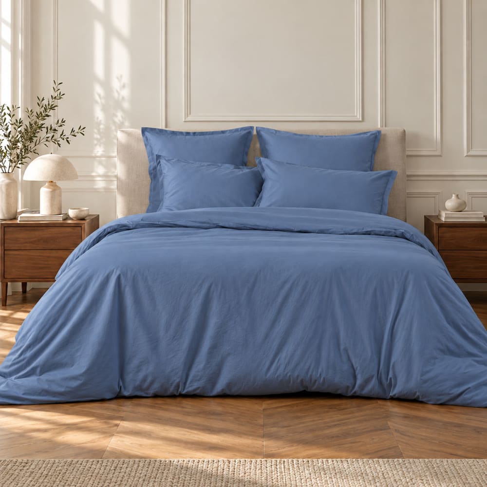 Febronie Bettwäsche-set (65x65) aus Baumwolle denimblau style classic chic Öko-Tex Zertifikat - Baumwolle