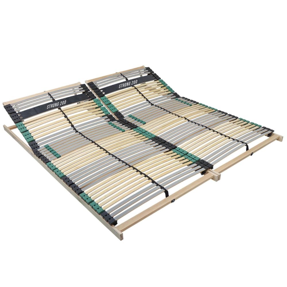 Sleepneo 7 Zonen Lattenrost Set 200x200 cm (2x 100x200) - Buche, 42 Leisten style modern Braun Holz