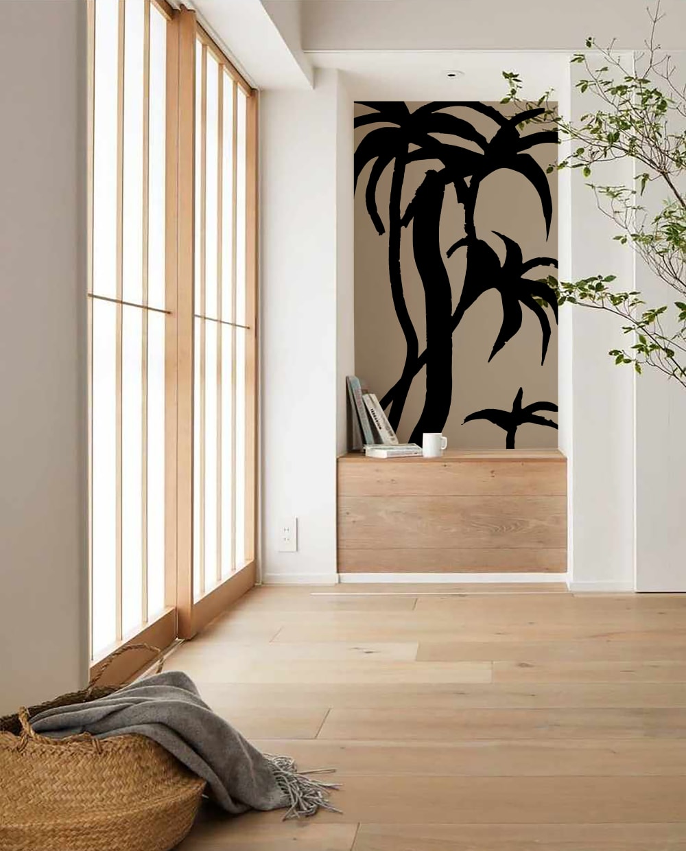 Papier peint tropical noir – h300 x l200 cm (4 lés)