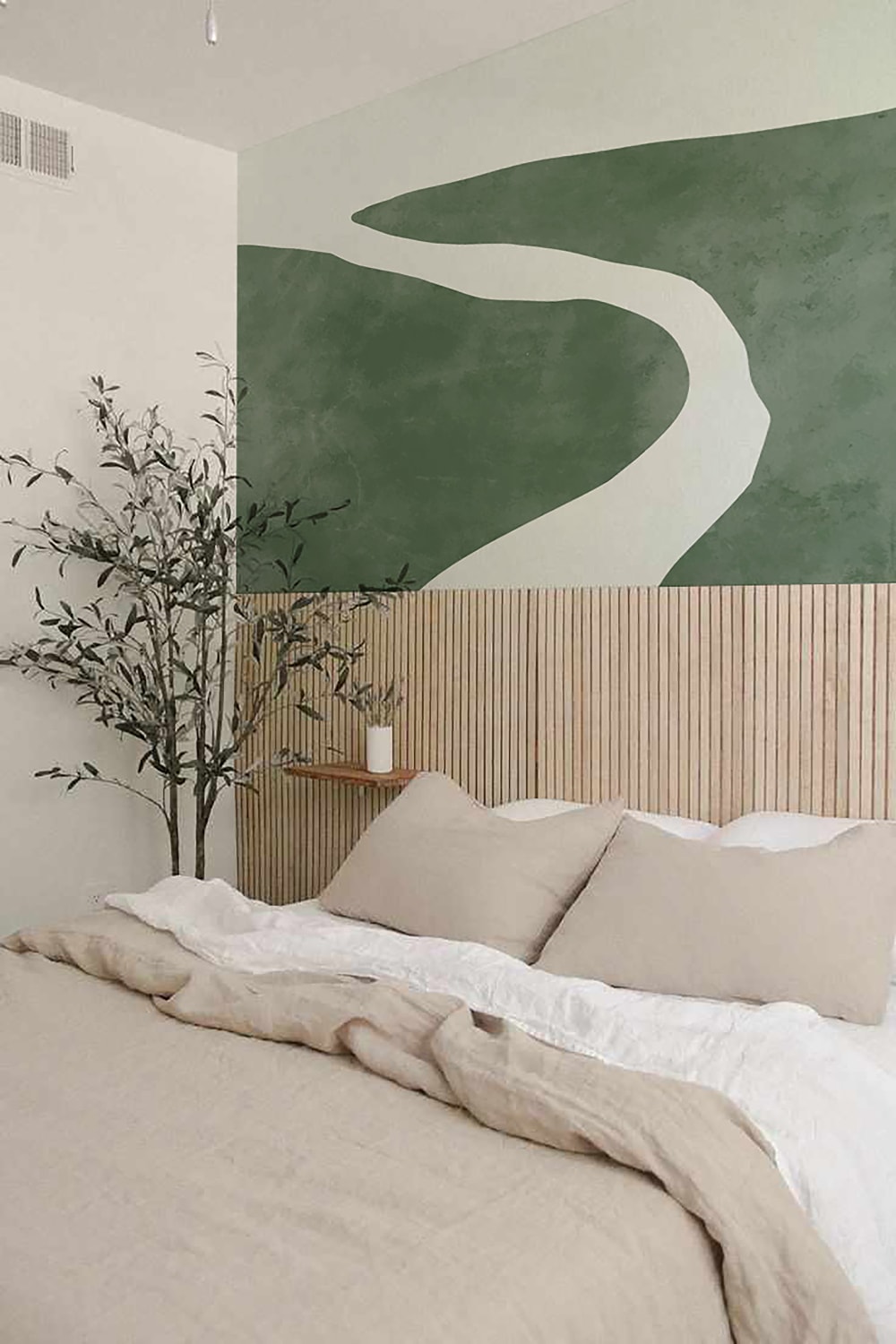 Papier peint minimaliste vert – h300 x l200 cm (4 lés) — vue 3